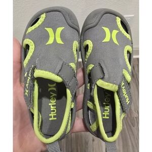 Hurley Kona Toddler Water Shoes Size 5 Gray Neon Green Beach Pool Shoes